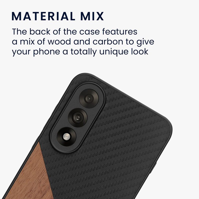 Laptop, Telefoane si Tablete - Telefoane mobile si accesorii - Accesorii Telefoane - Huse telefoane - Husa tip bumper Kwmobile pentru OnePlus Nord 5, protectie la socuri, lemn, TPU, maro, negru - Infinity.ro