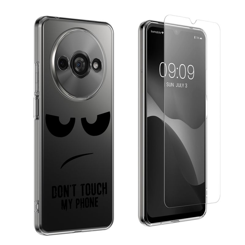 Laptop, Telefoane si Tablete - Telefoane mobile si accesorii - Accesorii Telefoane - Huse telefoane - Husa Kwmobile pentru Xiaomi Redmi A3, protectie la zgarieturi, TPU, sticla temperata, negru, transparent - Infinity.ro