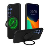 Laptop, Telefoane si Tablete - Telefoane mobile si accesorii - Accesorii Telefoane - Huse telefoane - Husa cu suport Kwmobile pentru Samsung Galaxy S25, compatibilitate MagSafe, plastic, piele ecologica, negru - Infinity.ro