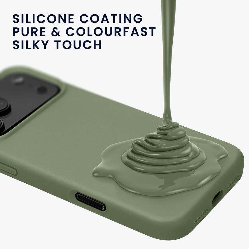 Laptop, Telefoane si Tablete - Telefoane mobile si accesorii - Accesorii Telefoane - Huse telefoane - Husa Kwmobile pentru iPhone 17 Pro Max, anti-alunecare, silicon, verde, gri - Infinity.ro