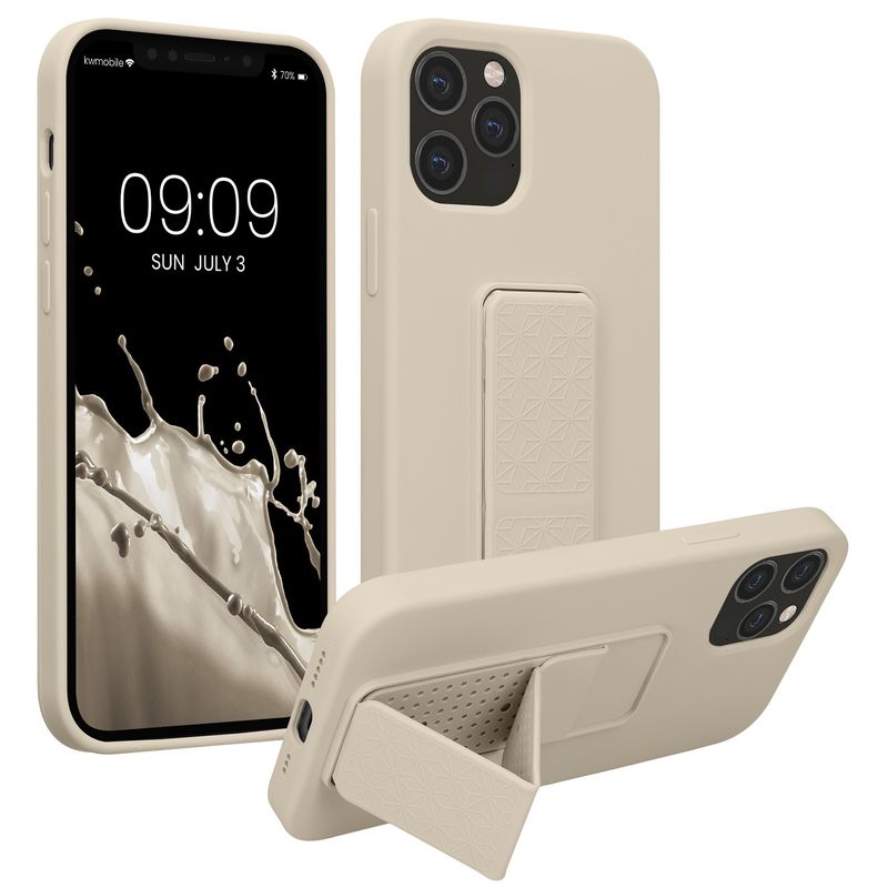 Laptop, Telefoane si Tablete - Telefoane mobile si accesorii - Accesorii Telefoane - Huse telefoane - Husa Kwmobile pentru iPhone 12/12 Pro, functie stand, silicon, bej - Infinity.ro