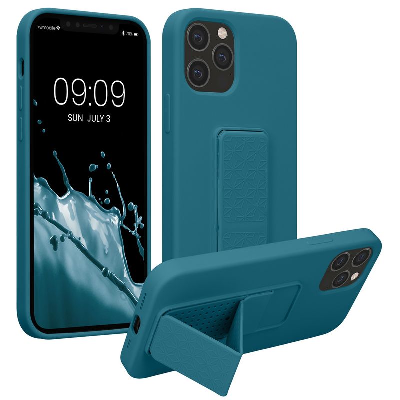 Laptop, Telefoane si Tablete - Telefoane mobile si accesorii - Accesorii Telefoane - Huse telefoane - Husa Kwmobile pentru iPhone 12/12 Pro, functie stand, silicon, turcoaz - Infinity.ro