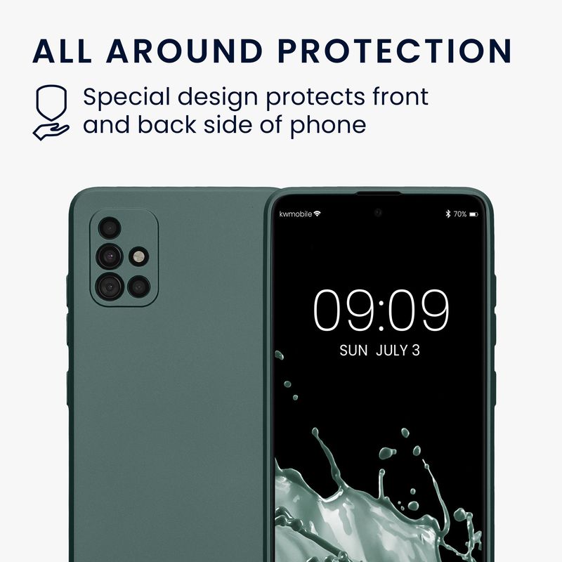 Laptop, Telefoane si Tablete - Telefoane mobile si accesorii - Accesorii Telefoane - Huse telefoane - Husa Kwmobile pentru Samsung Galaxy A51, anti-alunecare, silicon, turcoaz metalizat - Infinity.ro