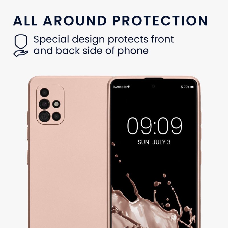 Laptop, Telefoane si Tablete - Telefoane mobile si accesorii - Accesorii Telefoane - Huse telefoane - Husa Kwmobile pentru Samsung Galaxy A51, anti-alunecare, silicon, auriu - Infinity.ro