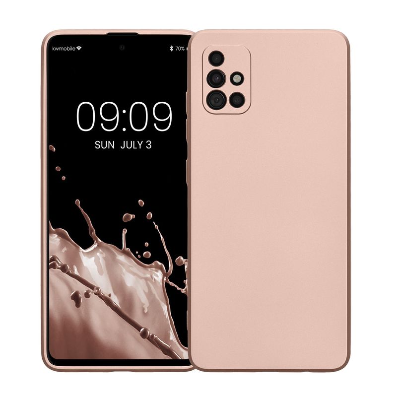 Laptop, Telefoane si Tablete - Telefoane mobile si accesorii - Accesorii Telefoane - Huse telefoane - Husa Kwmobile pentru Samsung Galaxy A51, anti-alunecare, silicon, auriu - Infinity.ro