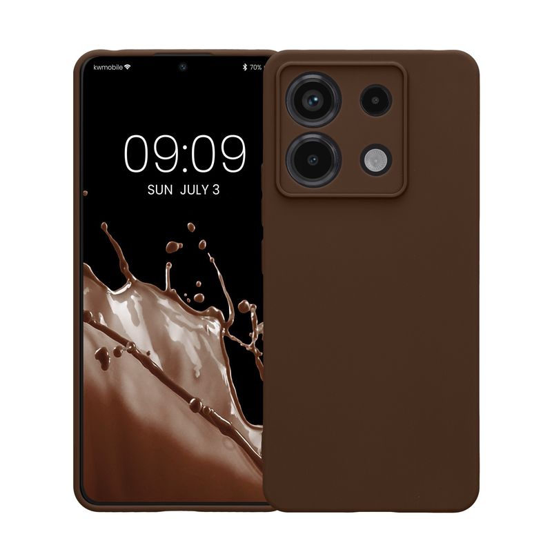 Laptop, Telefoane si Tablete - Telefoane mobile si accesorii - Accesorii Telefoane - Huse telefoane - Husa Kwmobile pentru Xiaomi Redmi Note 13 Pro 5G/Poco X6 5G, anti-alunecare, silicon, ciocolatiu - Infinity.ro