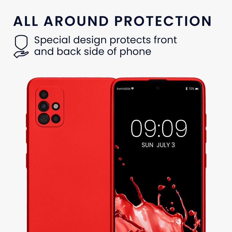 Laptop, Telefoane si Tablete - Telefoane mobile si accesorii - Accesorii Telefoane - Huse telefoane - Husa Kwmobile pentru Samsung Galaxy A51, anti-alunecare, silicon, rosu - Infinity.ro