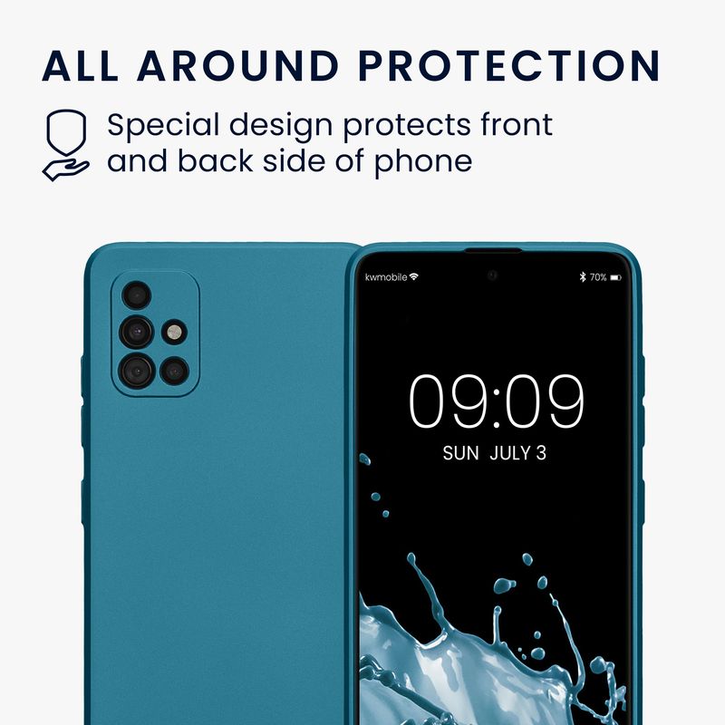 Laptop, Telefoane si Tablete - Telefoane mobile si accesorii - Accesorii Telefoane - Huse telefoane - Husa Kwmobile pentru Samsung Galaxy A51, anti-alunecare, silicon, albastru caraibian - Infinity.ro
