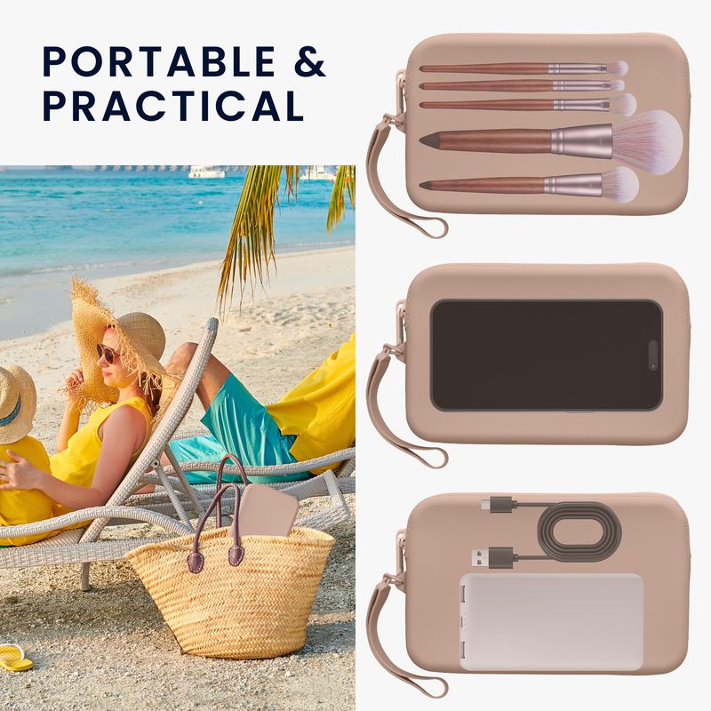 Laptop, Telefoane si Tablete - Telefoane mobile si accesorii - Accesorii Telefoane - Huse telefoane - Husa universala tip holster Kwmobile, buzunar card, curea de mana, rezistenta la apa, silicon, roz - Infinity.ro