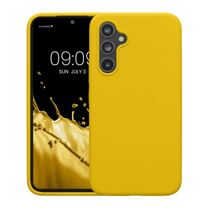Laptop, Telefoane si Tablete - Telefoane mobile si accesorii - Accesorii Telefoane - Huse telefoane - Husa Kwmobile pentru Samsung Galaxy A54 5G, incarcare wireless, silicon, galben - Infinity.ro