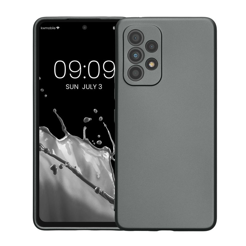Laptop, Telefoane si Tablete - Telefoane mobile si accesorii - Accesorii Telefoane - Huse telefoane - Husa Kwmobile pentru Samsung Galaxy A53 5G, anti-alunecare, silicon, gri metalizat - Infinity.ro