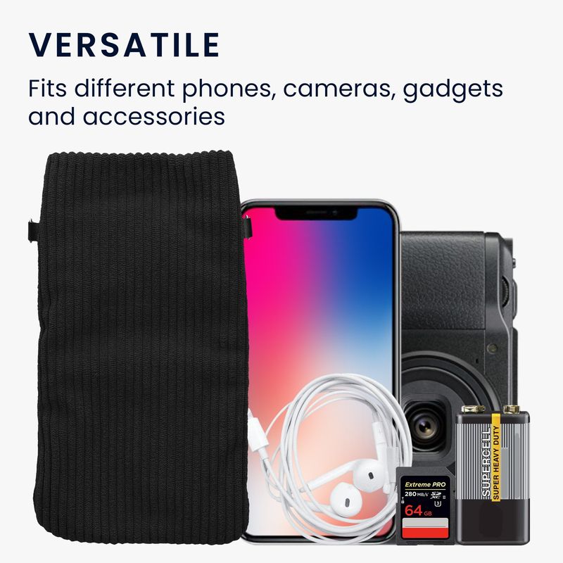 Laptop, Telefoane si Tablete - Telefoane mobile si accesorii - Accesorii Telefoane - Huse telefoane - Husa universala Kwmobile, inchidere magnetica, protectie la zgarieturi, textil, nailon, negru - Infinity.ro