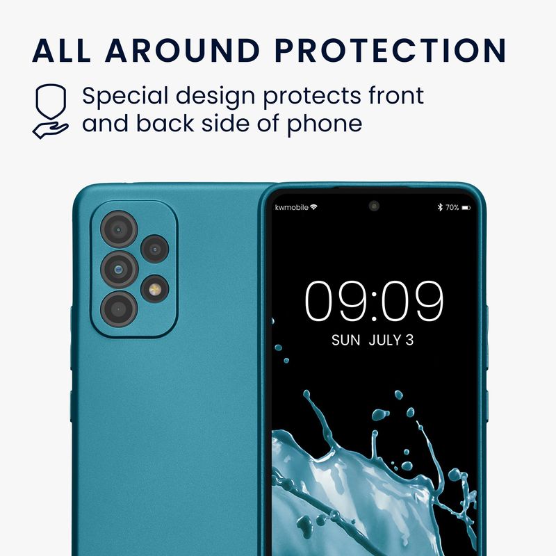 Laptop, Telefoane si Tablete - Telefoane mobile si accesorii - Accesorii Telefoane - Huse telefoane - Husa Kwmobile pentru Samsung Galaxy A53 5G, anti-alunecare, silicon, albastru caraibian - Infinity.ro