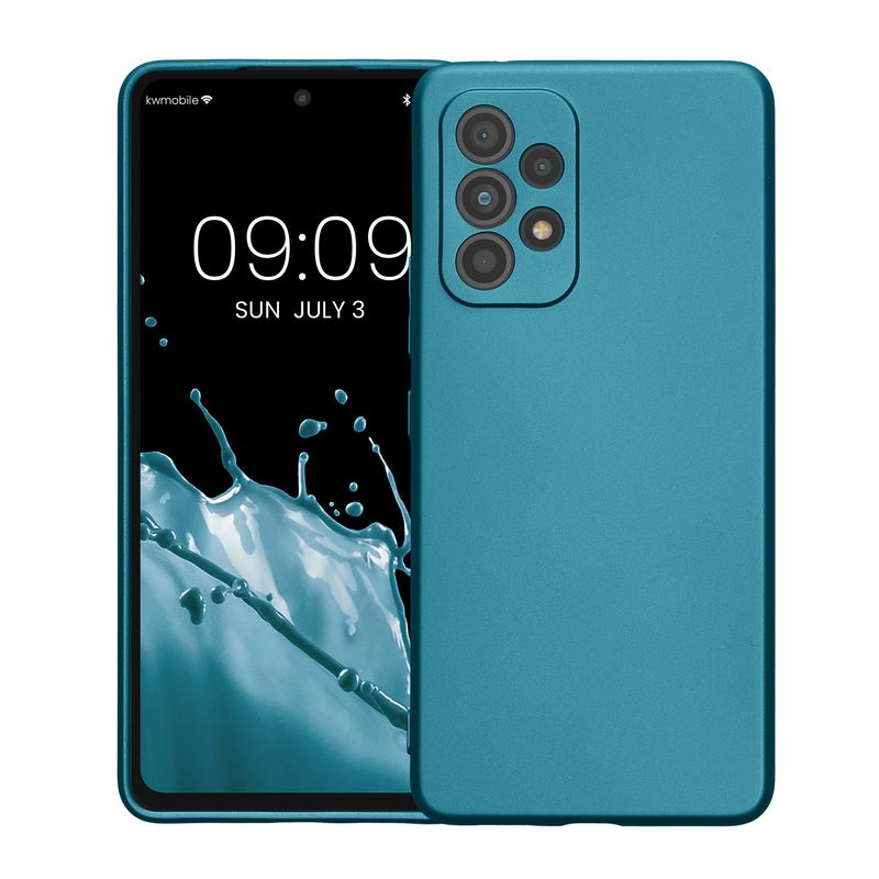 Laptop, Telefoane si Tablete - Telefoane mobile si accesorii - Accesorii Telefoane - Huse telefoane - Husa Kwmobile pentru Samsung Galaxy A53 5G, anti-alunecare, silicon, albastru caraibian - Infinity.ro