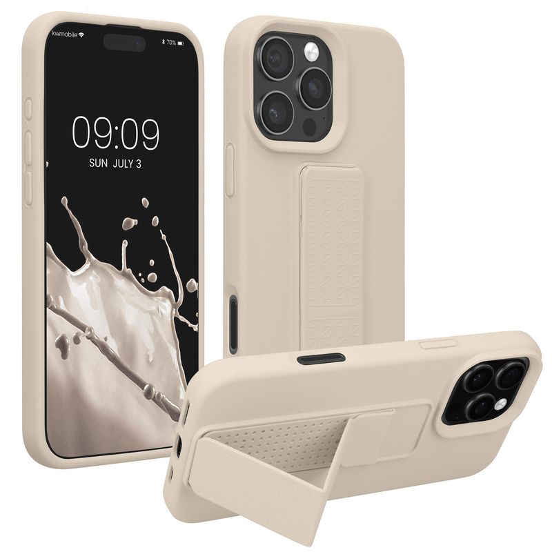 Laptop, Telefoane si Tablete - Telefoane mobile si accesorii - Accesorii Telefoane - Huse telefoane - Husa Kwmobile pentru iPhone 16 Pro, functie stand, silicon, bej - Infinity.ro
