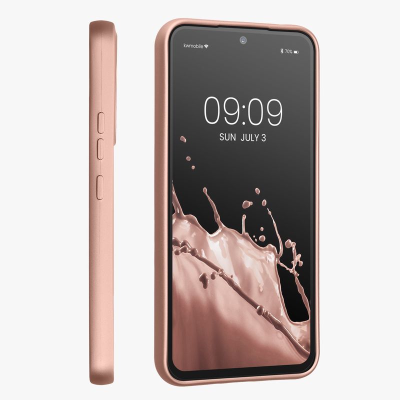 Laptop, Telefoane si Tablete - Telefoane mobile si accesorii - Accesorii Telefoane - Huse telefoane - Husa Kwmobile pentru Samsung Galaxy A54 5G, anti-alunecare, silicon, auriu, roz - Infinity.ro