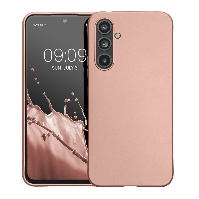 Laptop, Telefoane si Tablete - Telefoane mobile si accesorii - Accesorii Telefoane - Huse telefoane - Husa Kwmobile pentru Samsung Galaxy A54 5G, anti-alunecare, silicon, auriu, roz - Infinity.ro