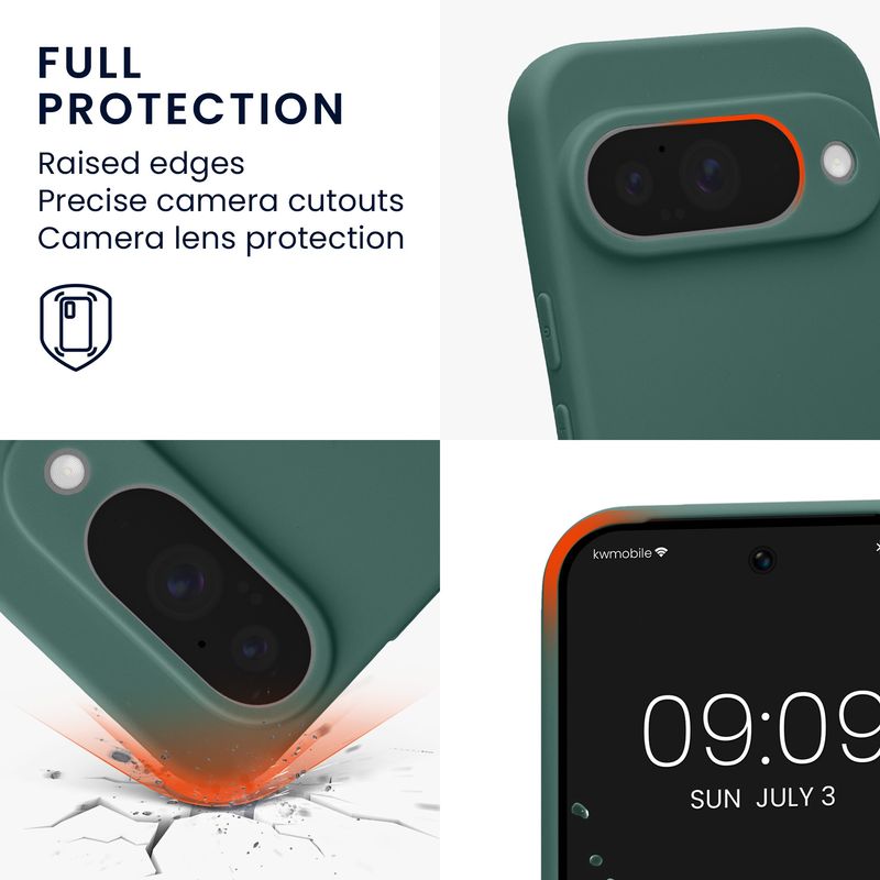 Laptop, Telefoane si Tablete - Telefoane mobile si accesorii - Accesorii Telefoane - Huse telefoane - Husa Kwmobile pentru Google Pixel 10, anti-alunecare, silicon, verde padure - Infinity.ro