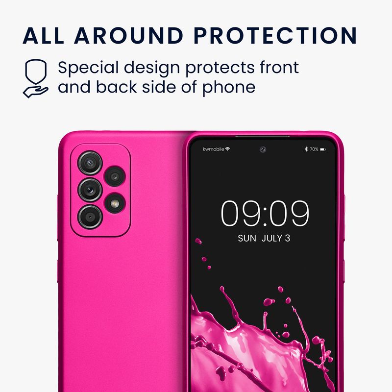 Laptop, Telefoane si Tablete - Telefoane mobile si accesorii - Accesorii Telefoane - Huse telefoane - Husa Kwmobile pentru Samsung Galaxy A52/Galaxy A52 5G/Galaxy A52s 5G, anti-alunecare, silicon, roz metalizat - Infinity.ro
