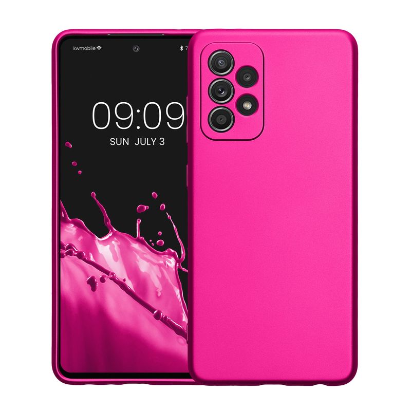 Laptop, Telefoane si Tablete - Telefoane mobile si accesorii - Accesorii Telefoane - Huse telefoane - Husa Kwmobile pentru Samsung Galaxy A52/Galaxy A52 5G/Galaxy A52s 5G, anti-alunecare, silicon, roz metalizat - Infinity.ro