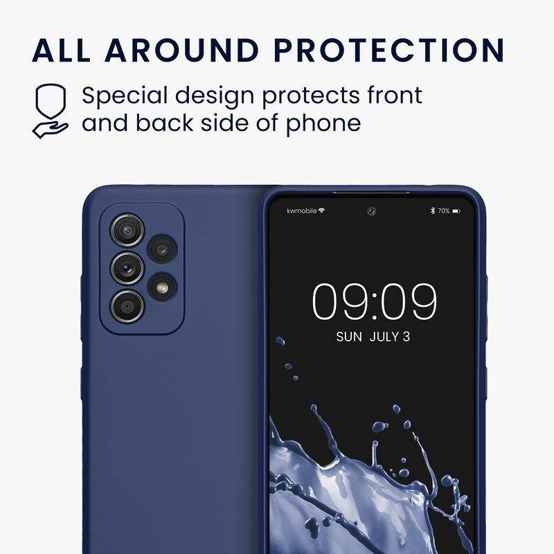 Laptop, Telefoane si Tablete - Telefoane mobile si accesorii - Accesorii Telefoane - Huse telefoane - Husa Kwmobile pentru Samsung Galaxy A52/Galaxy A52 5G/Galaxy A52s 5G, anti-alunecare, silicon, albastru metalizat - Infinity.ro