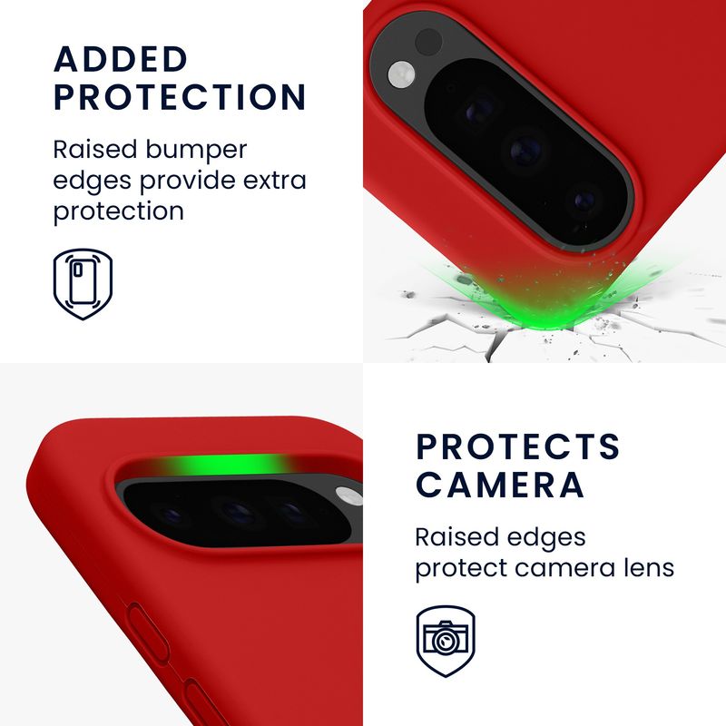 Laptop, Telefoane si Tablete - Telefoane mobile si accesorii - Accesorii Telefoane - Huse telefoane - Husa Kwmobile pentru Google Pixel 10/Pixel 10 Pro, incarcare wireless, silicon, rosu clasic - Infinity.ro
