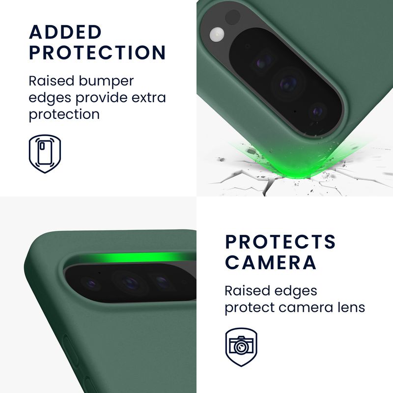 Laptop, Telefoane si Tablete - Telefoane mobile si accesorii - Accesorii Telefoane - Huse telefoane - Husa Kwmobile pentru Google Pixel 10 Pro XL, incarcare wireless, anti-alunecare, silicon, verde - Infinity.ro