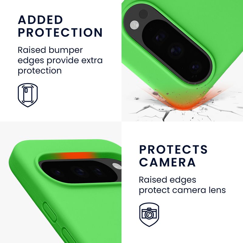 Laptop, Telefoane si Tablete - Telefoane mobile si accesorii - Accesorii Telefoane - Huse telefoane - Husa Kwmobile pentru Google Pixel 10/Pixel 10 Pro, incarcare wireless, silicon, verde lime - Infinity.ro
