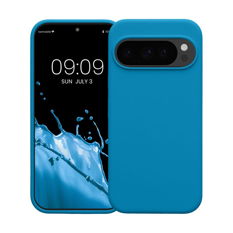 Laptop, Telefoane si Tablete - Telefoane mobile si accesorii - Accesorii Telefoane - Huse telefoane - Husa Kwmobile pentru Google Pixel 10/Pixel 10 Pro, incarcare wireless, silicon, albastru caraibian - Infinity.ro