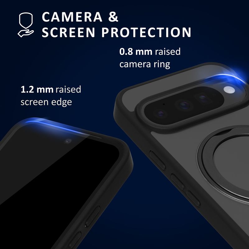 Laptop, Telefoane si Tablete - Telefoane mobile si accesorii - Accesorii Telefoane - Huse telefoane - Husa cu suport Kalibri pentru Google Pixel 10/Pixel 10 Pro, compatibil MagSafe, plastic, aluminiu, negru, transparent - Infinity.ro