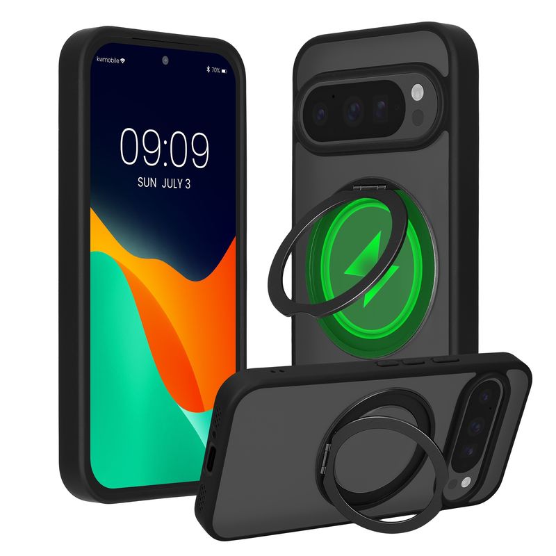 Laptop, Telefoane si Tablete - Telefoane mobile si accesorii - Accesorii Telefoane - Huse telefoane - Husa cu suport Kalibri pentru Google Pixel 10 Pro XL, MagSafe, incarcare wireless, plastic, aluminiu, negru, transparent - Infinity.ro