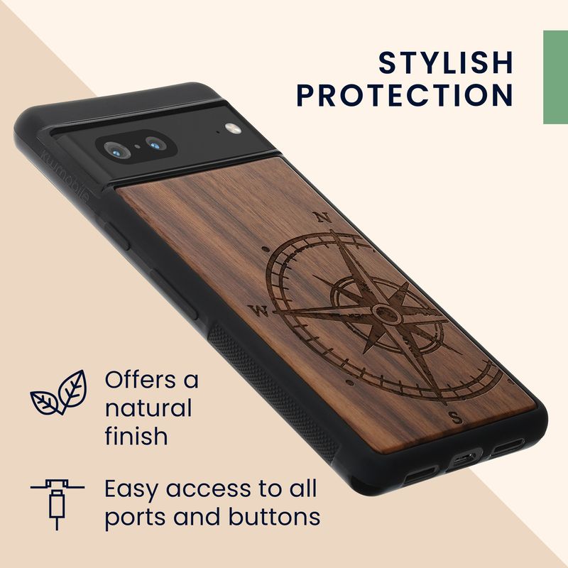 Laptop, Telefoane si Tablete - Telefoane mobile si accesorii - Accesorii Telefoane - Huse telefoane - Husa tip bumper Kwmobile pentru Google Pixel 7, anti-alunecare, lemn, TPU, maro - Infinity.ro