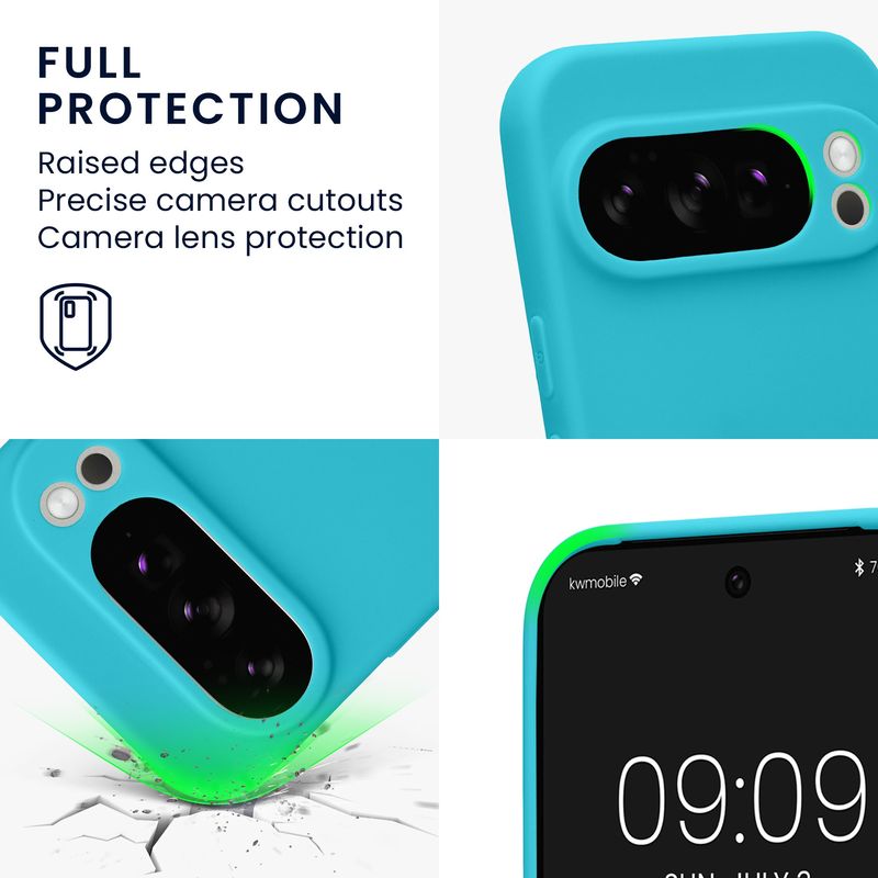 Laptop, Telefoane si Tablete - Telefoane mobile si accesorii - Accesorii Telefoane - Huse telefoane - Husa Kwmobile pentru Google Pixel 10 Pro, anti-alunecare, silicon, albastru glaciar - Infinity.ro