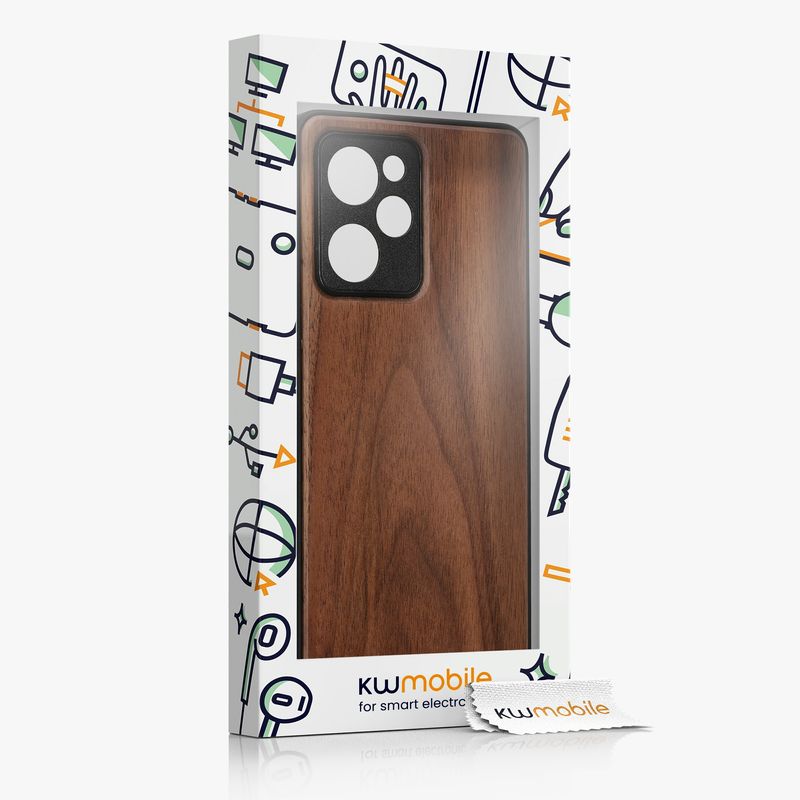 Laptop, Telefoane si Tablete - Telefoane mobile si accesorii - Accesorii Telefoane - Huse telefoane - Husa tip bumper Kwmobile pentru Xiaomi Poco X5 Pro 5G, anti-alunecare, lemn, TPU, maro - Infinity.ro