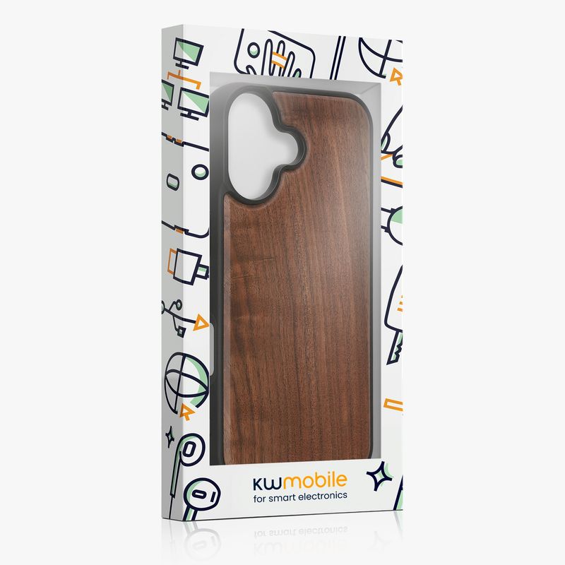Laptop, Telefoane si Tablete - Telefoane mobile si accesorii - Accesorii Telefoane - Huse telefoane - Husa tip bumper Kwmobile pentru iPhone 17, protectie la socuri, protectie la zgarieturi, lemn, TPU, maro - Infinity.ro