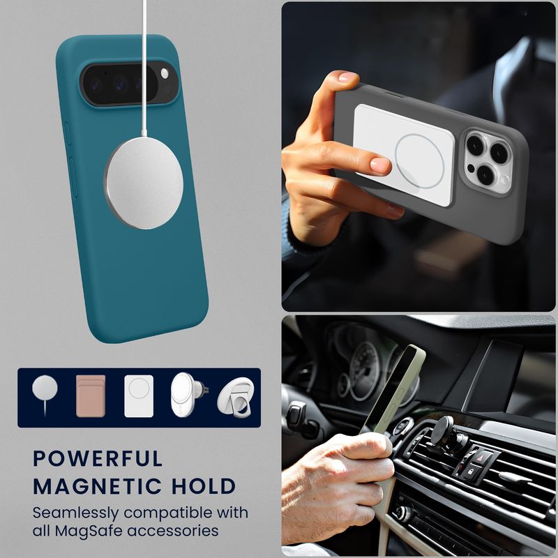 Laptop, Telefoane si Tablete - Telefoane mobile si accesorii - Accesorii Telefoane - Huse telefoane - Husa Kwmobile pentru Google Pixel 10/Pixel 10 Pro, compatibilitate MagSafe, silicon, turcoaz mat - Infinity.ro