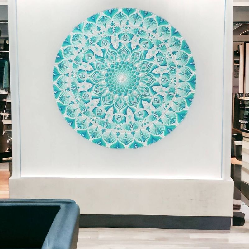 Casa si Gradina - Decoratiuni - Tablouri - Un memento pentru Calm si Echilibru- Noul Tablou mandala pictat pe suport de lemn, unicat - Infinity.ro
