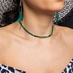 Fashion, accesorii si bijuterii - Femei - Bijuterii femei - Coliere femei - Colier Choker cu pietre sintetice de Malachit si Jad natural cu accesorii si sistem de inchidere argint placat cu aur - Infinity.ro