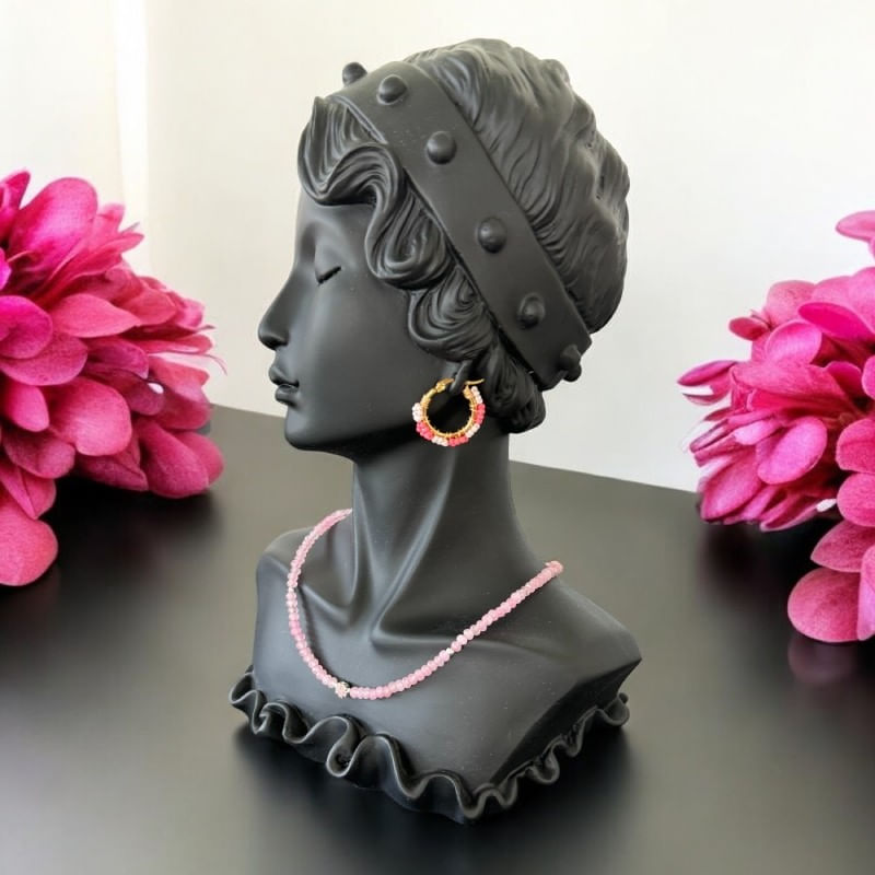 Fashion, accesorii si bijuterii - Femei - Bijuterii femei - Coliere femei - Colier choker elegant Anita din cristale de Jad Roz si accesorii din argint 925 - Infinity.ro
