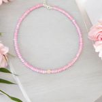 Fashion, accesorii si bijuterii - Femei - Bijuterii femei - Coliere femei - Colier choker elegant Anita din cristale de Jad Roz si accesorii din argint 925 - Infinity.ro