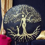 Casa si Gradina - Decoratiuni - Tablouri - Tablou pictat manual-Radacini pentru tine, aripi pentru maine- Mama si copilul, auriu - Infinity.ro