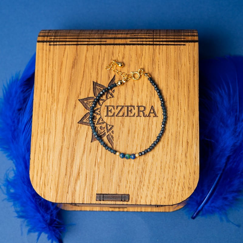 Fashion, accesorii si bijuterii - Femei - Bijuterii femei - Bratari femei - Bratara dama pietre semipretioase Jad Albastru fatetat cu accesorii si sistem de inchidere argint 925 placat cu aur 14K - Infinity.ro