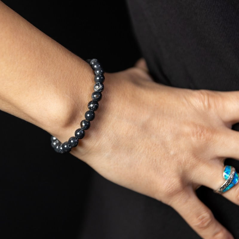 Fashion, accesorii si bijuterii - Femei - Bijuterii femei - Bratari femei - Bratara cristale Shell Turquoise Negru, Soraya, margele de 6mm - Infinity.ro