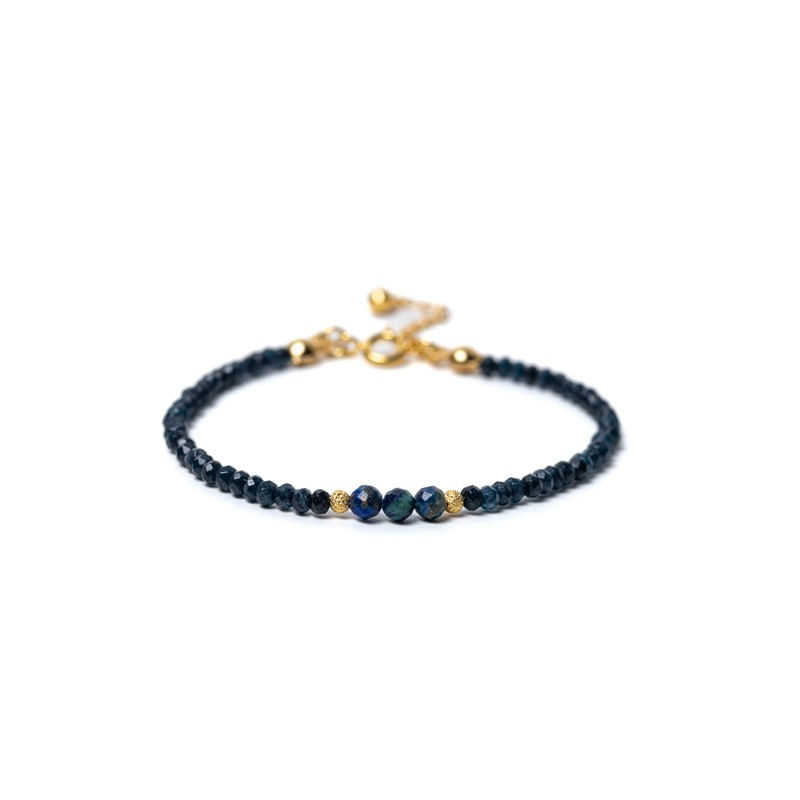Fashion, accesorii si bijuterii - Femei - Bijuterii femei - Bratari femei - Bratara dama pietre semipretioase Jad Albastru fatetat cu accesorii si sistem de inchidere argint 925 placat cu aur 14K - Infinity.ro