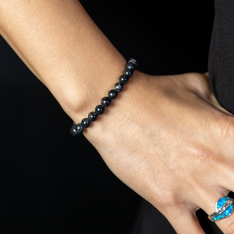 Fashion, accesorii si bijuterii - Femei - Bijuterii femei - Bratari femei - Bratara cristale Shell Turquoise Negru, Soraya, margele de 6mm - Infinity.ro