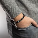 Fashion, accesorii si bijuterii - Barbati - Bijuterii barbati - Bratari barbati - Bratara barbati Deven din pietre semipretioase de Obsidian cu sfere compozit albastru, margele de 8 mm. - Infinity.ro