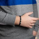 Fashion, accesorii si bijuterii - Barbati - Bijuterii barbati - Bratari barbati - Bratara barbati Deven din pietre semipretioase de Obsidian cu sfere compozit albastru, margele de 8 mm. - Infinity.ro