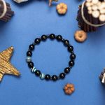 Fashion, accesorii si bijuterii - Barbati - Bijuterii barbati - Bratari barbati - Bratara barbati Deven din pietre semipretioase de Obsidian cu sfere compozit albastru, margele de 8 mm. - Infinity.ro