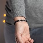 Fashion, accesorii si bijuterii - Barbati - Bijuterii barbati - Bratari barbati - Bratara barbati Deven din pietre semipretioase de Obsidian cu sfere compozit albastru, margele de 8 mm. - Infinity.ro