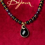 Fashion, accesorii si bijuterii - Femei - Bijuterii femei - Coliere femei - Colier Mantra Mala Kiaan, cu 108 margele Mala, pietre semipretioase de Ametist si Onix - Infinity.ro